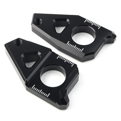 Black Axle Spindle Chain Adjuster Blocks for Yamaha YZF R1 FZ8 FZ1 TMAX 530