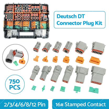 750PCS Deutsch DT Connector Kit 2/3/4/6/8/12 Pin Male Female Connectors