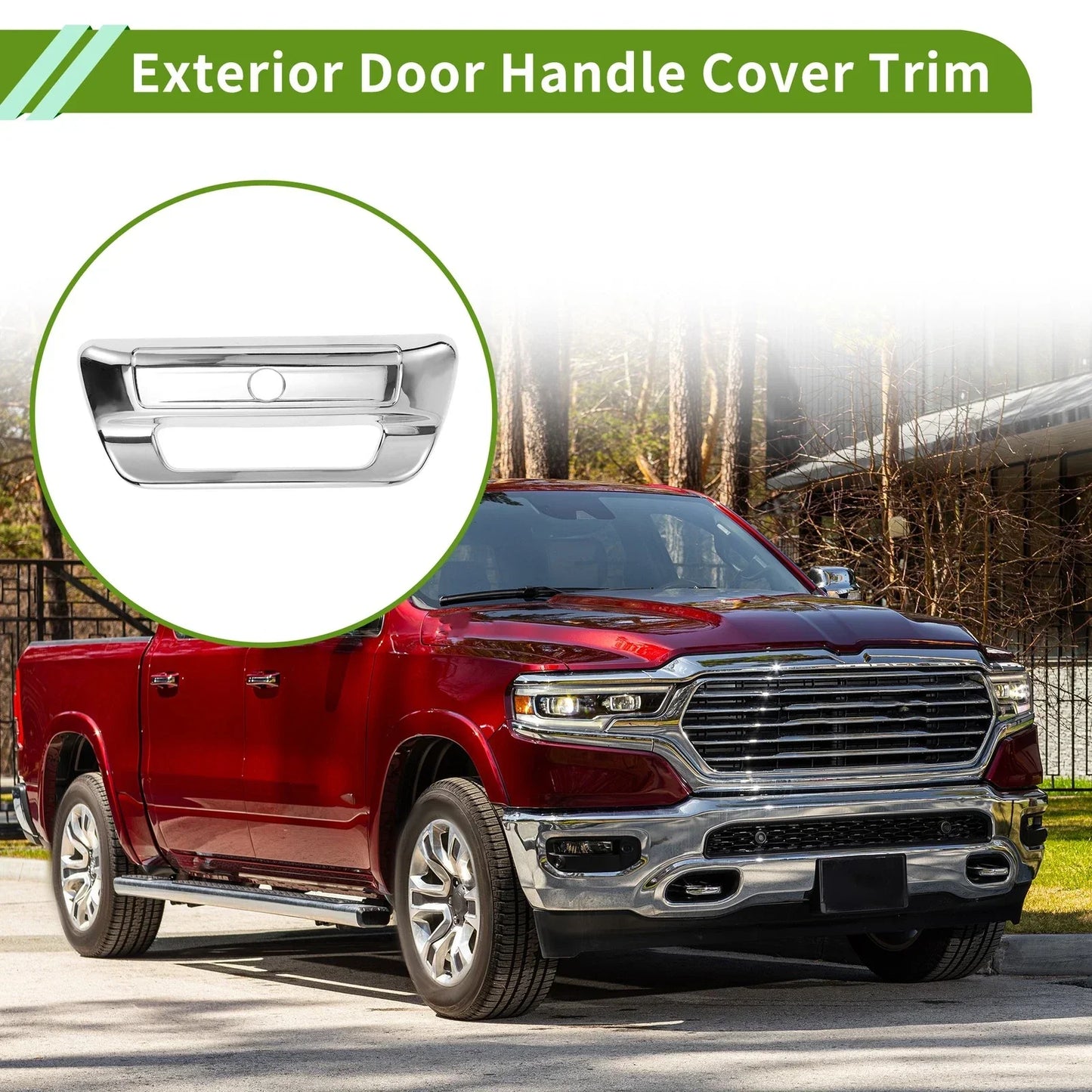 Exterior Door Handle Cover Trim for Dodge Ram 1500 2500 3500 (2019-2023)