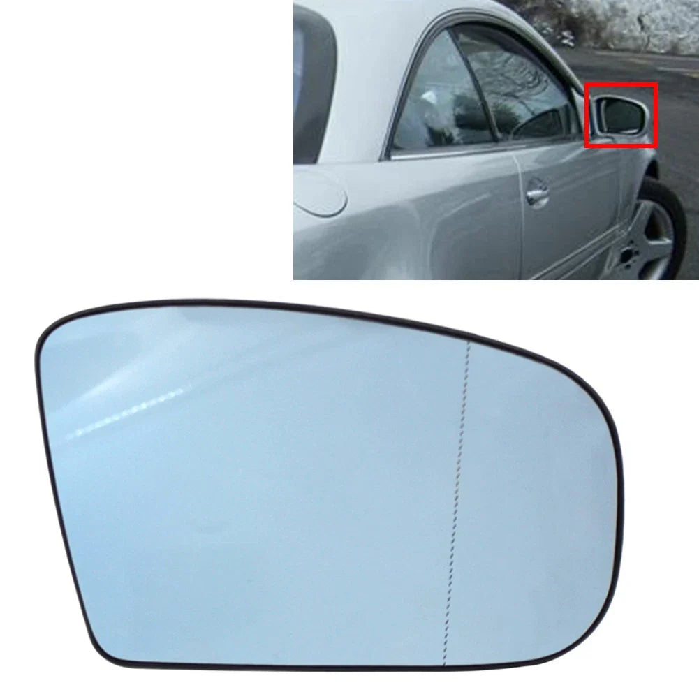 Right Blue Heated Side Mirror Glass with Plate for Mercedes S55 (2001-2003)