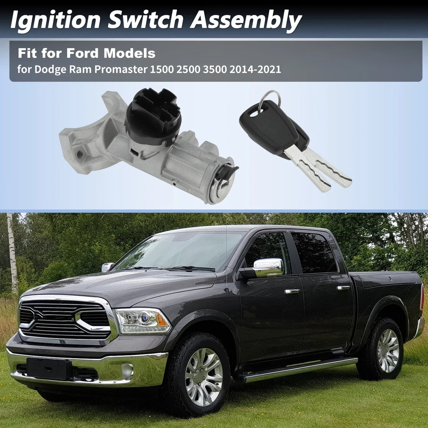 Ignition Lock Cylinder W/ 2 Keys for Dodge Ram Promaster 1500 (2014-2023)