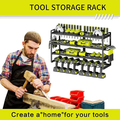 4-Layer Power Tool Organizer Wall Mount for High-Capacity Storage - 8 Drill Holder