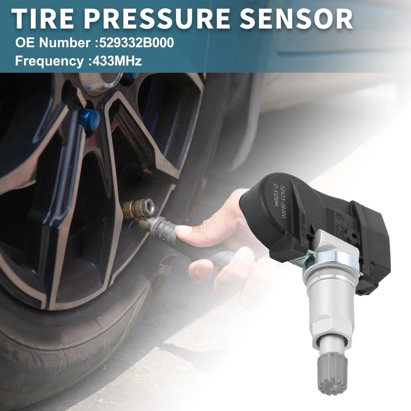 Tire Pressure Sensor 433MHz for Hyundai Santa Fe (2006-2012) 1 x Sensor