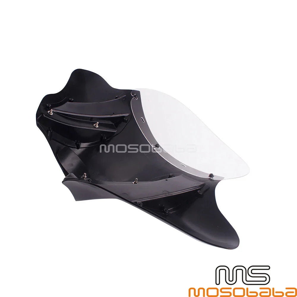 Black Batwing Windshield Fairing for Harley Softail FLSTF FLHR