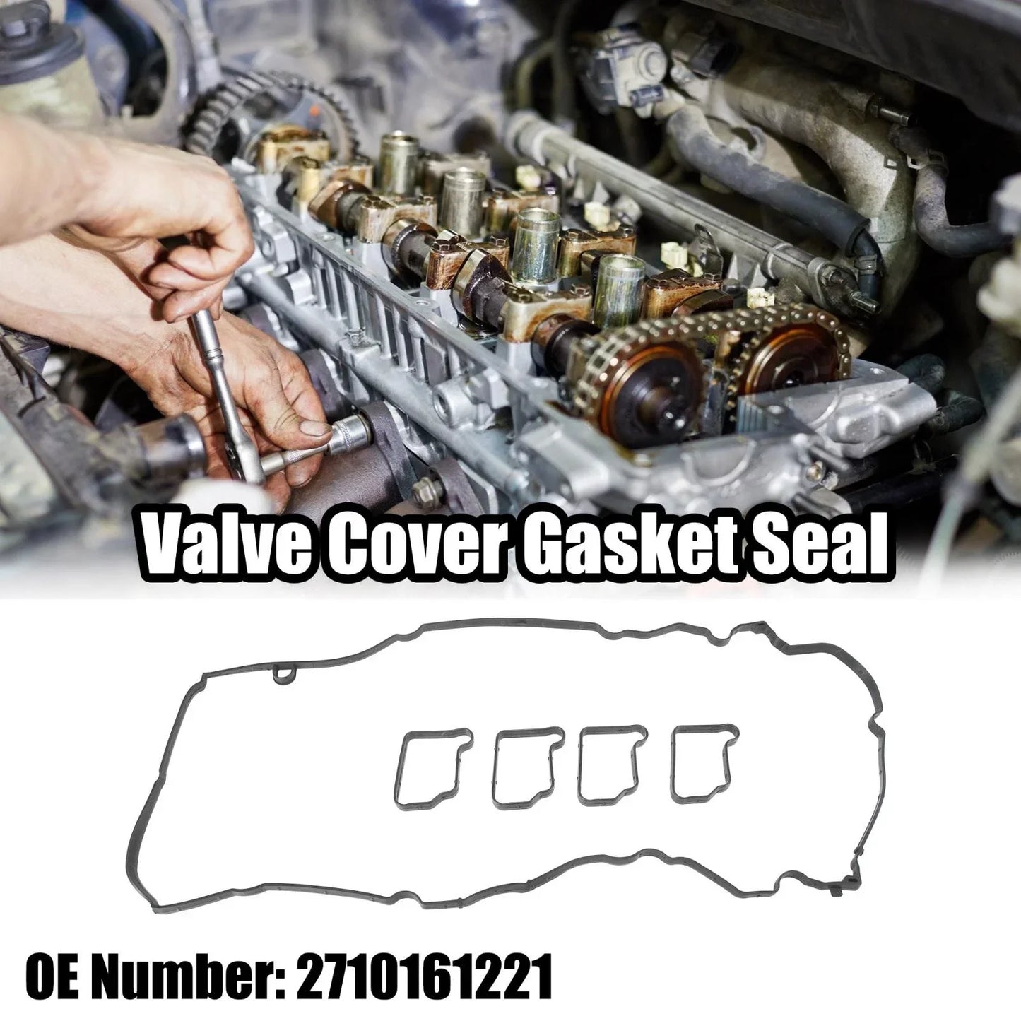 Black Valve Cover Gasket Seal for Mercedes-Benz C180 C200 C250 (2012-2015)