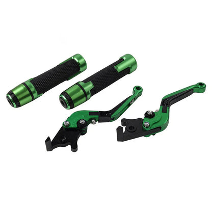 Green Extendable Brake Clutch Levers & Handlebar Grips for Kawasaki ZX14R