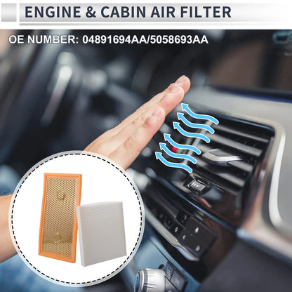 Engine Cabin Air Filter Combo for Dodge Caliber 1.8L 2.0L 2.4L (2007-2009)