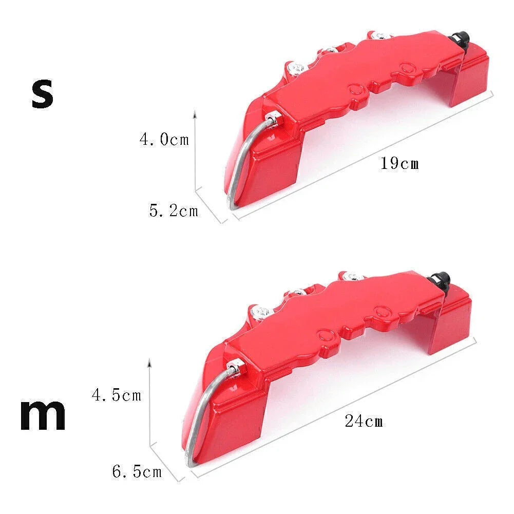Red 3D Disc Brake Caliper Covers for Car Front & Rear 16-17" Wheels (2016-2017)