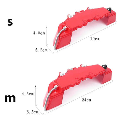 Red 3D Disc Brake Caliper Covers for Car Front & Rear 16-17" Wheels (2016-2017)