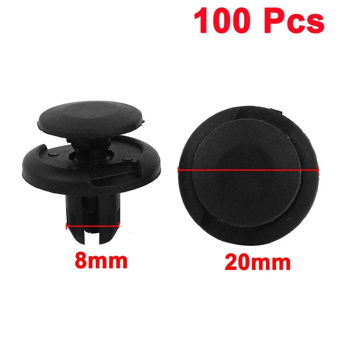 100 Pcs 8mm Black Plastic Rivets for Honda Car Door Clips