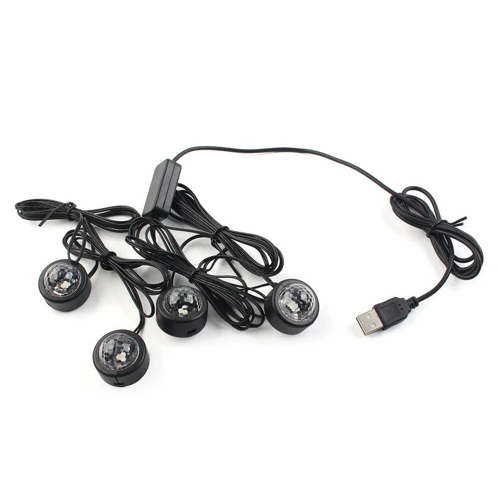 Colorful USB Ambient Foot Lamp for Car Interior Lighting