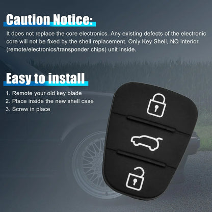 Hyundai 3 Button Key Fob Shell Case Rubber for Replacement ()