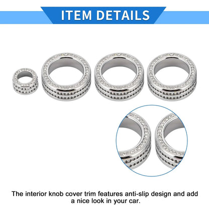AC Media Tune Switch Knob Cover Ring for Honda Civic (2022) - 4 x Silver Tone