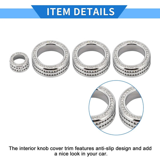 AC Media Tune Switch Knob Cover Ring for Honda Civic (2022) - 4 x Silver Tone