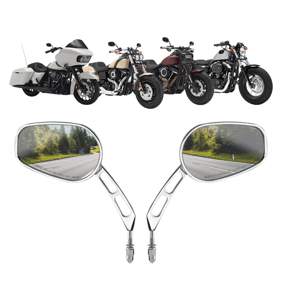Chrome Rearview Mirrors for Harley CVO Tri Electra Street Glide Freewheeler