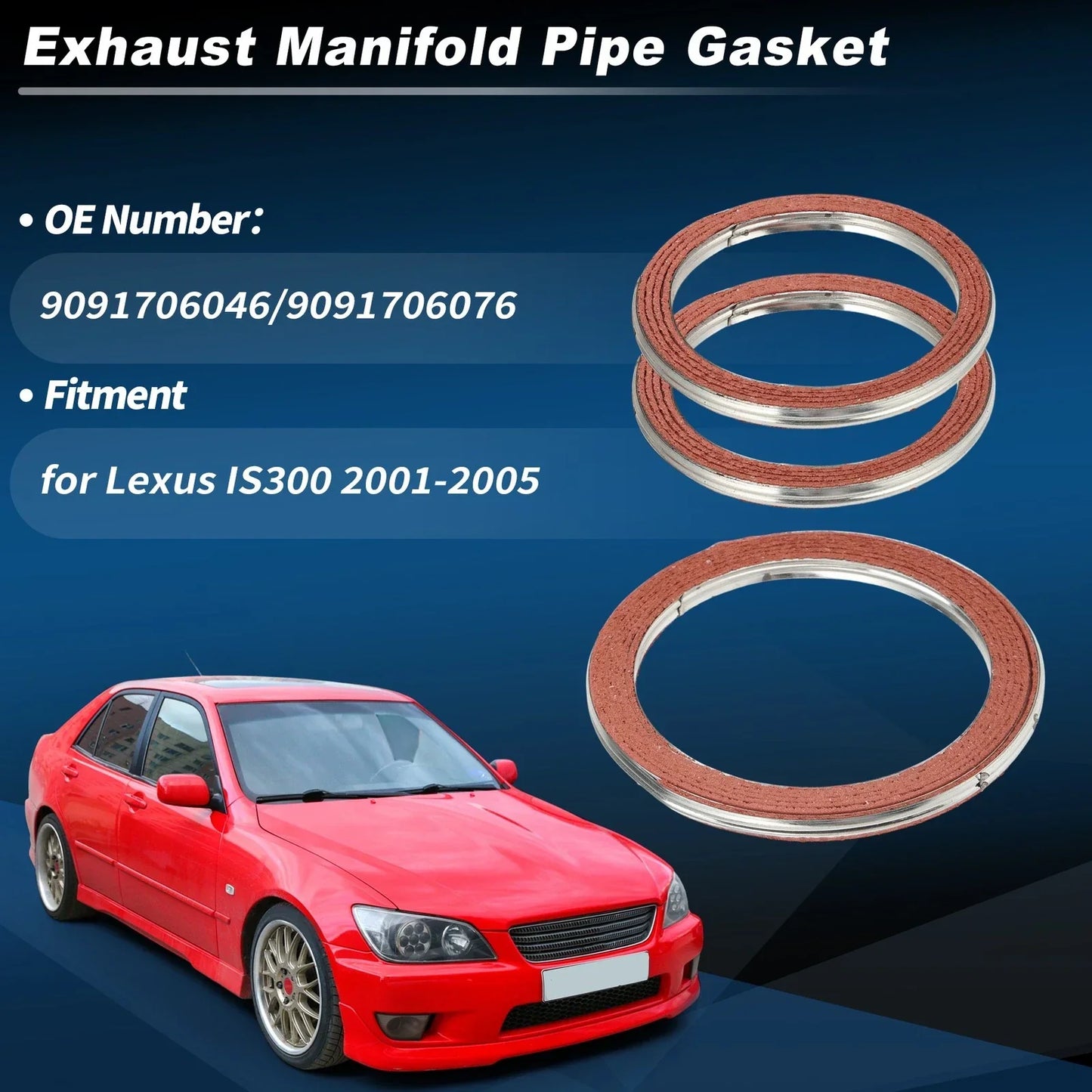 Exhaust Pipe Gasket for Lexus IS300 2001-2005 (2 x Muffler Rings)