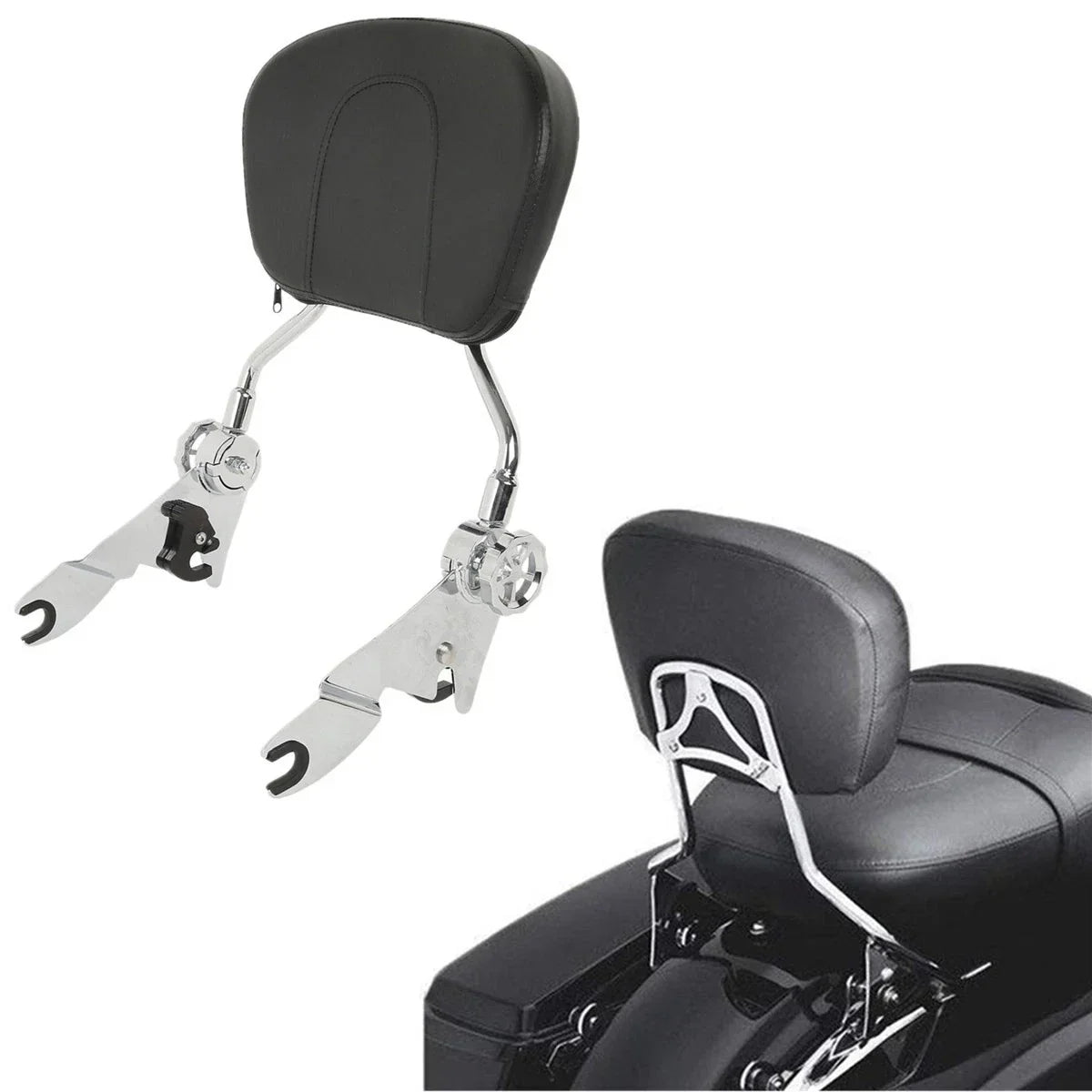 Chrome/Black Adjustable Backrest Sissy Bar for Harley Street Glide (2009-2025)