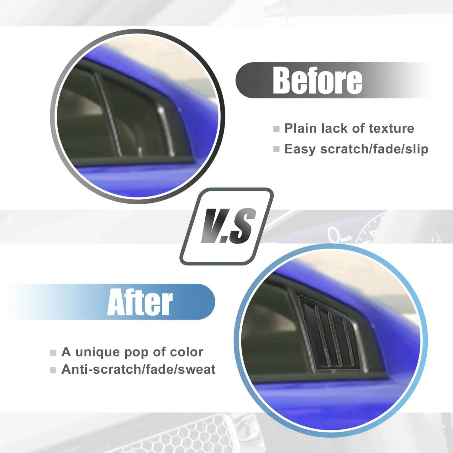 2 x Black Window Louvers for Dodge Charger (2011-2021) Air Vent Scoop Covers