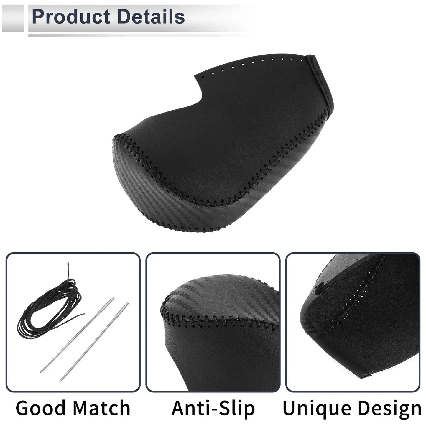 Car Gear Shift Knob Cover Black Faux Leather for Honda Civic (2012-2014)