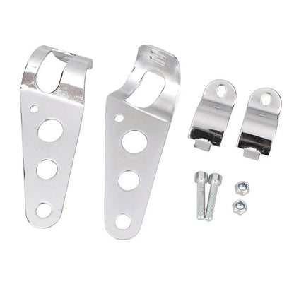 Fork Mount Headlight Brackets for Cafe Racer Bobber Chopper Silver