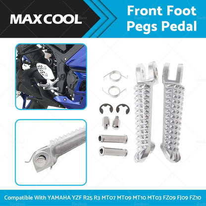 Front Foot Pegs for YAMAHA YZF R25 R3 MT07 MT09 MT10 MT03 FZ10 (2014-2023)