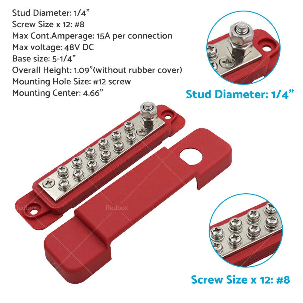 12 Way Bus Bar Power Distribution Terminal Block for Auto Marine