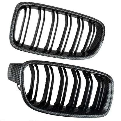 2 x Carbon Fiber Front Kidney Grilles for BMW 3 Series F30 F31 (2012-2018)