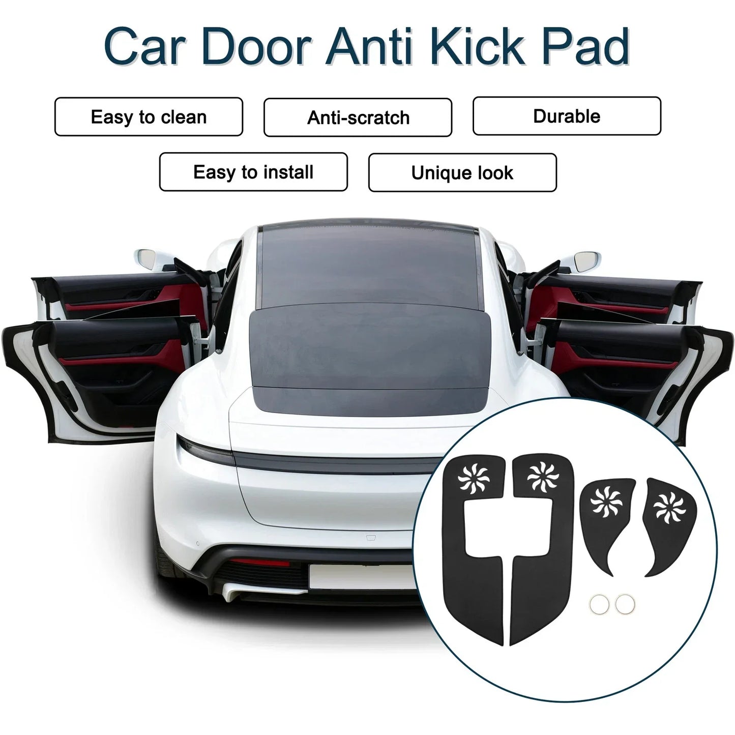 Car Door Anti Kick Pad Sticker Protector for Lexus CT200H (2011-2014) Black