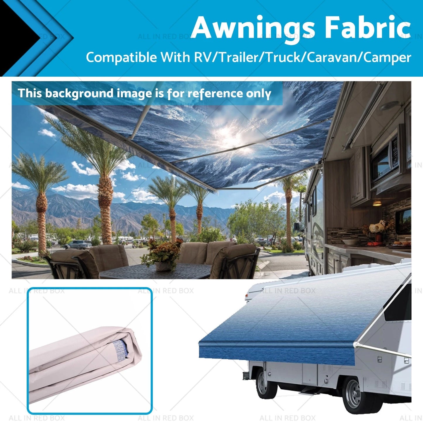 13-16FT RV Awning Replacement Fabric for Trailer Truck Camper
