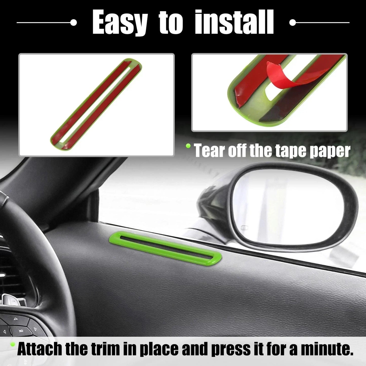 2 x Door Air Condition Outlet Vent Trim for Dodge Challenger (2015-2019) Green