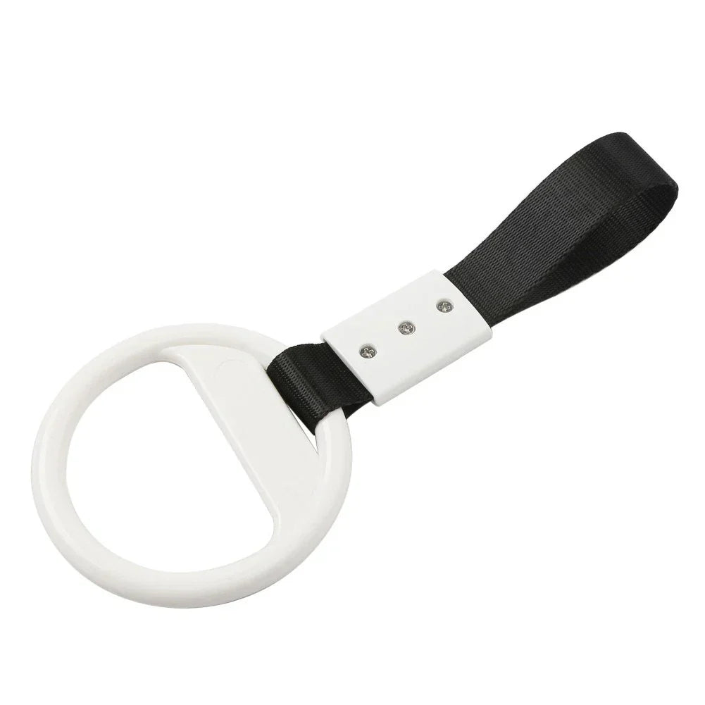PVC Plastic Black & White Round Ring Handle Strap for Train Bus