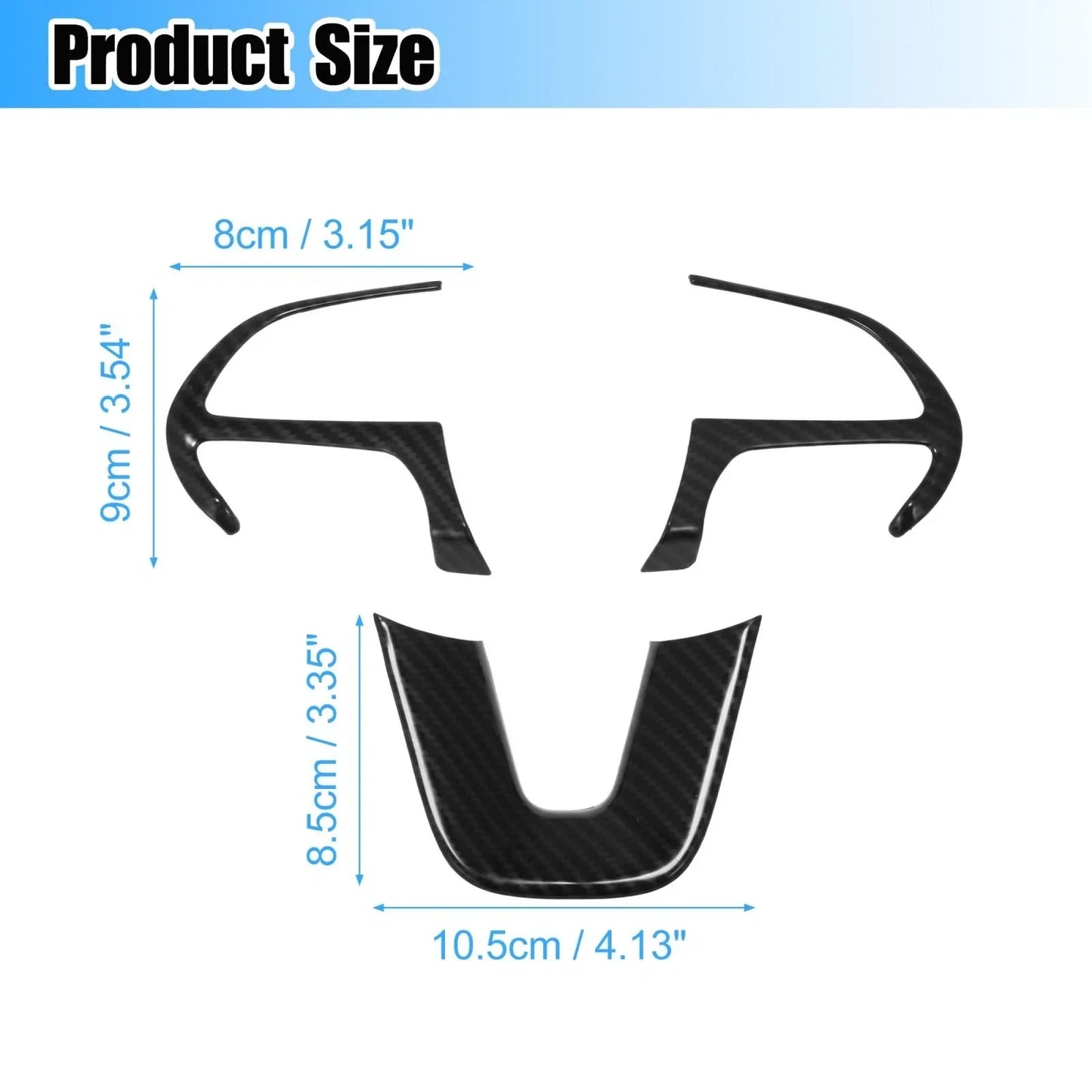 Black Inner Steering Wheel Cover Trim Set for Dodge Challenger Charger (2015-2020)