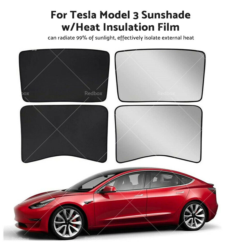 Sun Shades for Tesla Model 3 (2017-2021) - Front & Rear Roof Film Protection