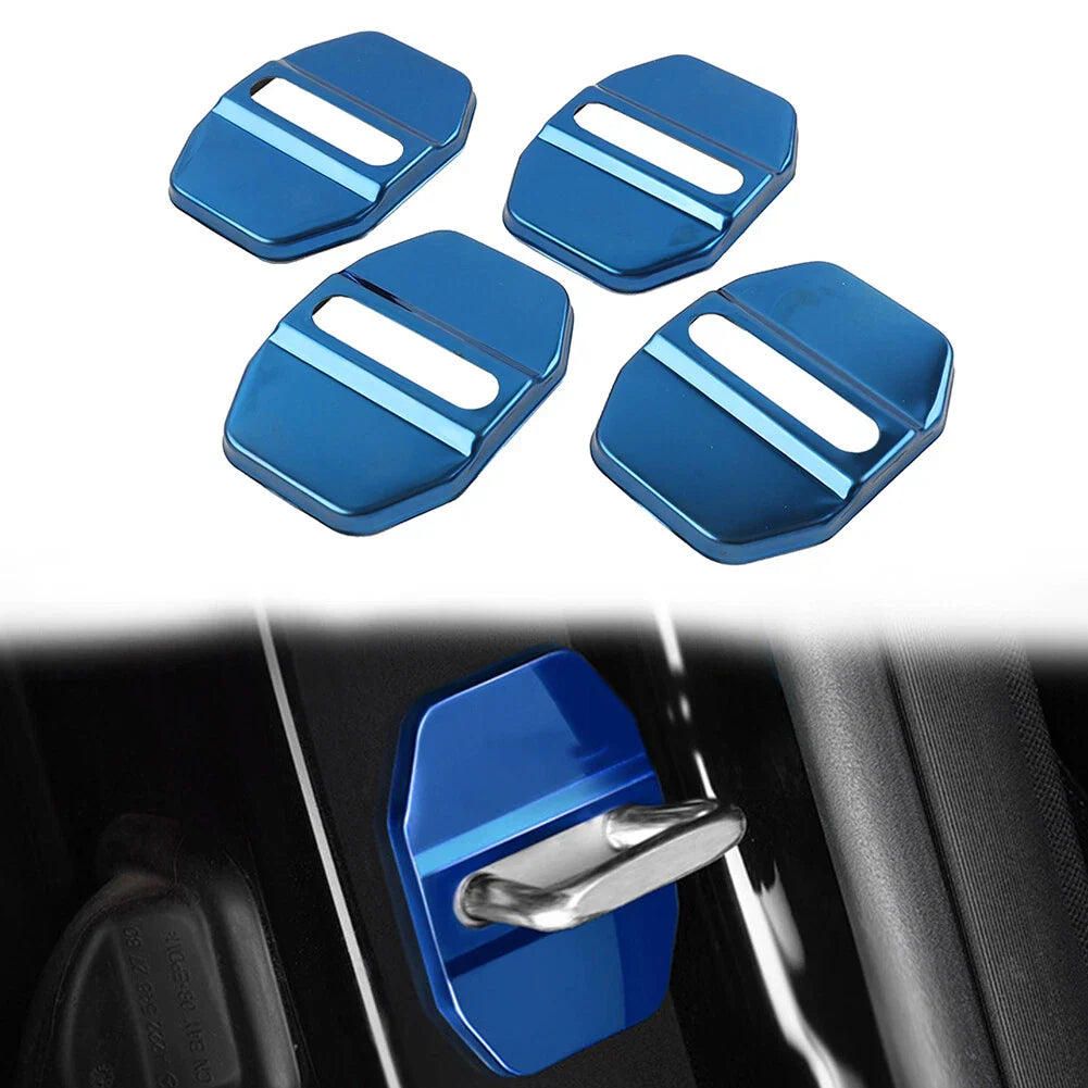 Blue Door Lock Protective Covers for BMW F40, F45, Benz C-Class, Maserati