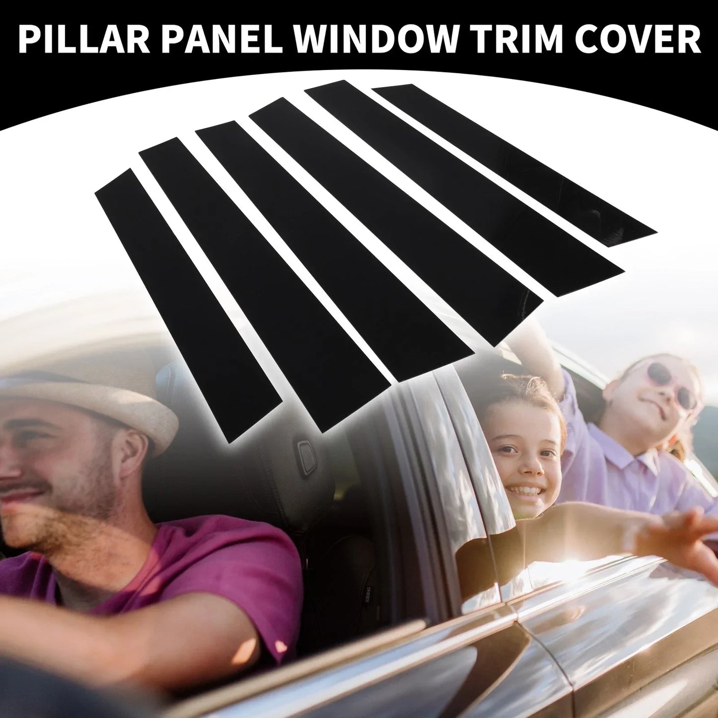 6 x Car Pillar Window Trim Covers for Honda CR-V (2007-2011) Black