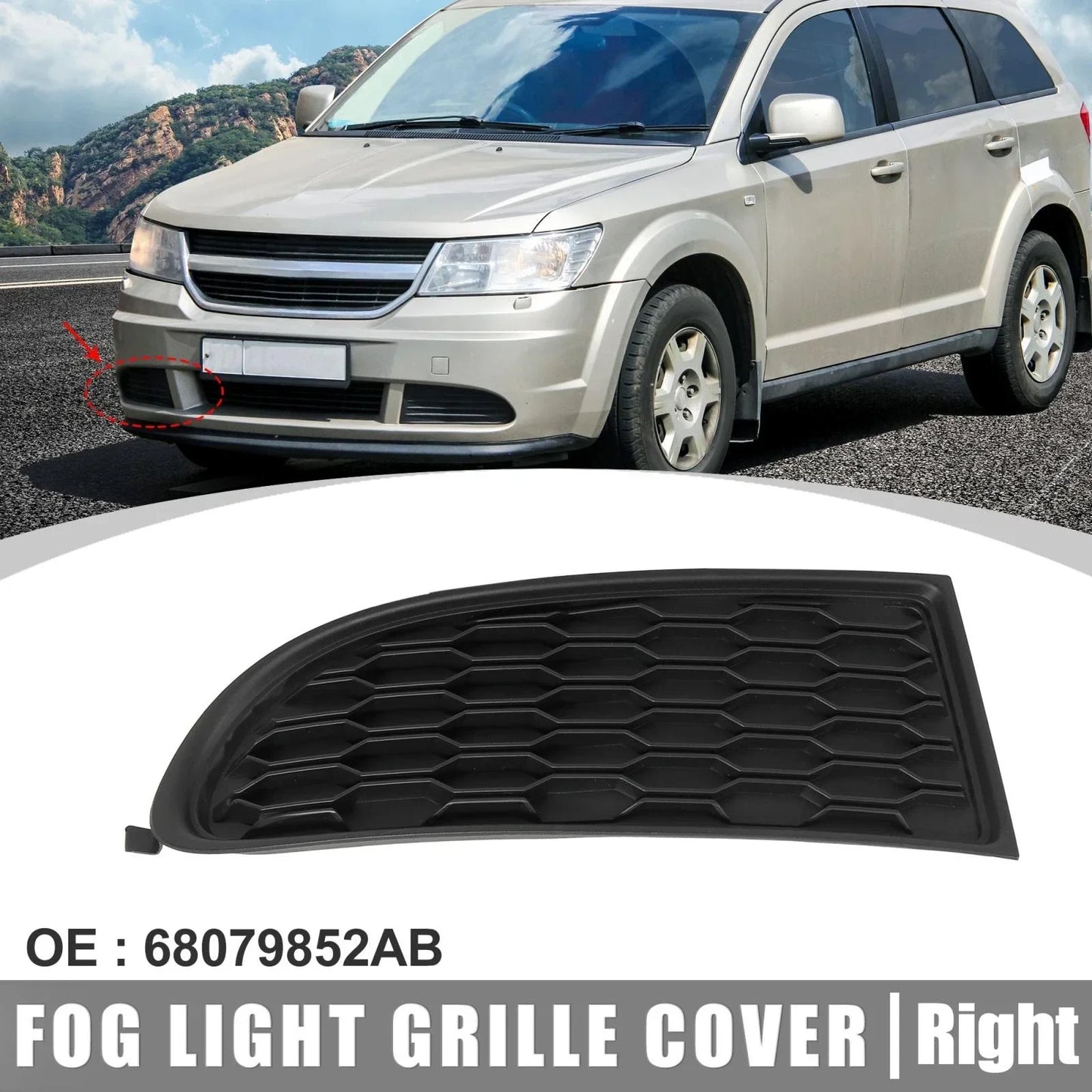 Dodge Journey Front Right Fog Light Grille Cover Trim for 2009-2019