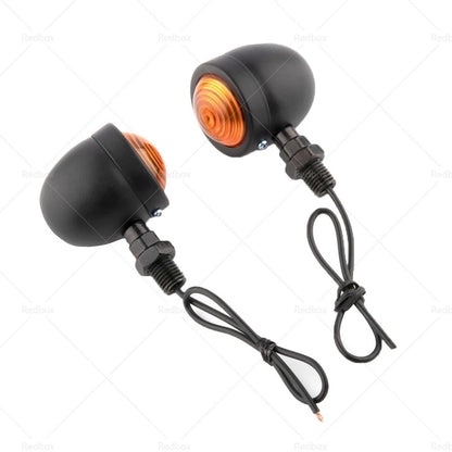 4 x Black Motorcycle Amber Bullet Turn Signal Blinkers for Universal Fit