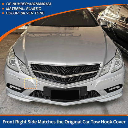 Front Car Bumper Tow Hook Cover for Mercedes-Benz (2012-2018) Silver Tone