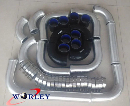 2.5" Universal Turbo Boost Intercooler Piping Kit for Aluminum Black Hose