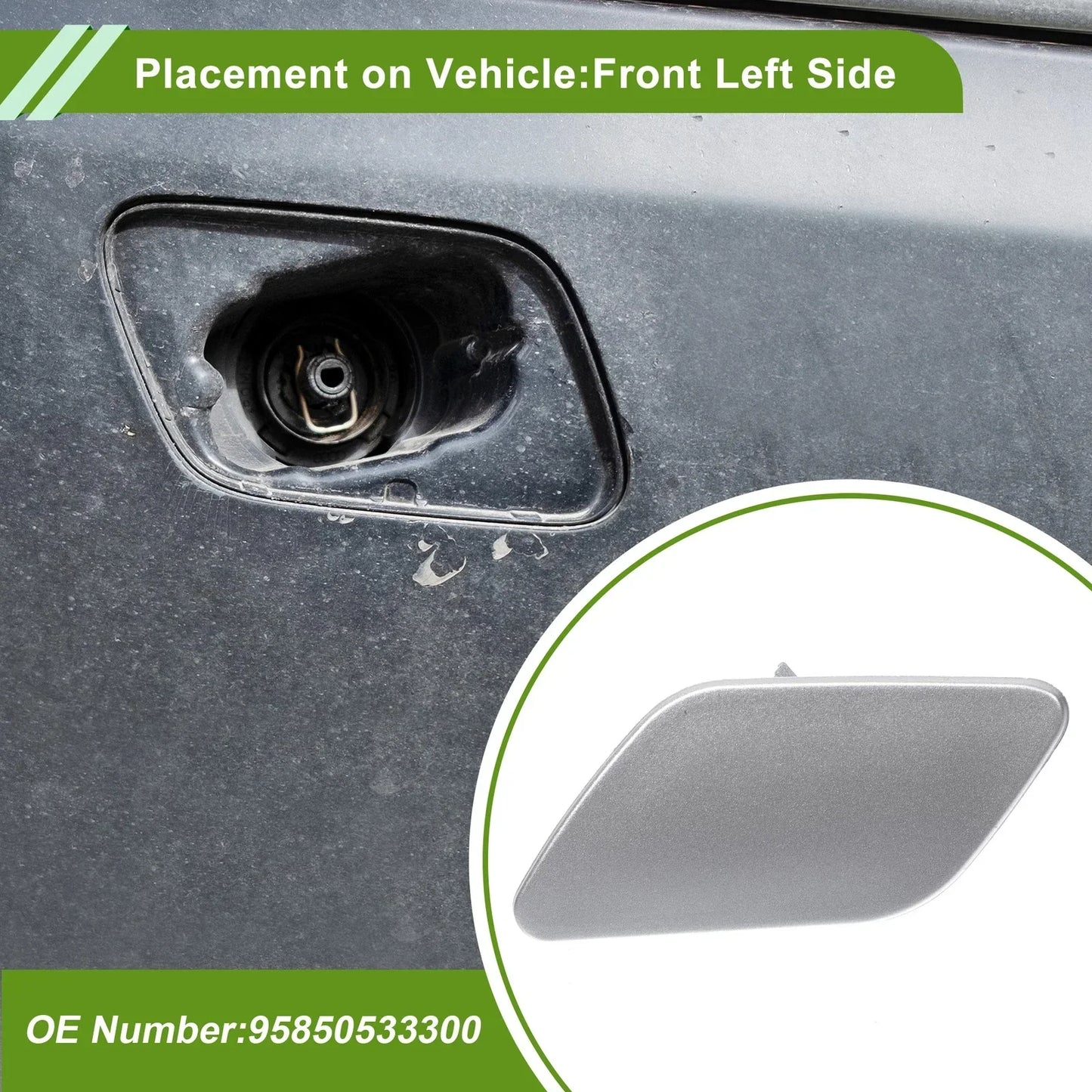 Washer Nozzle Cover for Porsche Cayenne 92A (2011-2018) - Silver Tone