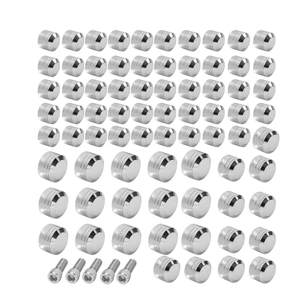 75X Chrome Engine Bolt Caps for Harley Touring Road King Street Glide (07-16)