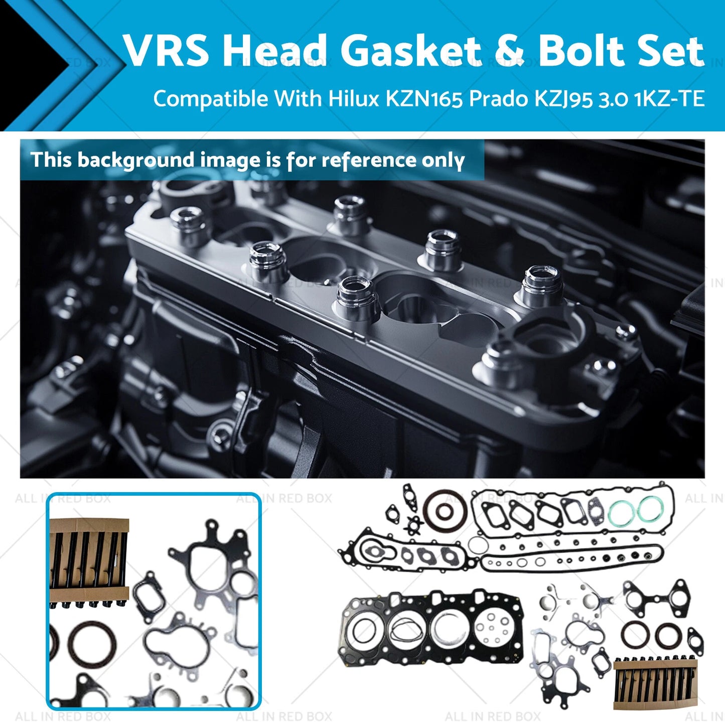VRS Head Gasket & Bolt Set for Toyota Hilux KZN165, Prado KZJ95 (1997-2005)