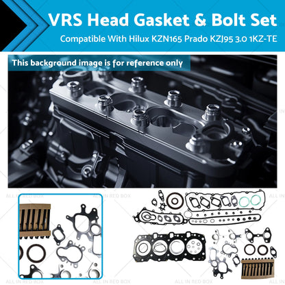 VRS Head Gasket & Bolt Set for Toyota Hilux KZN165, Prado KZJ95 (1997-2005)