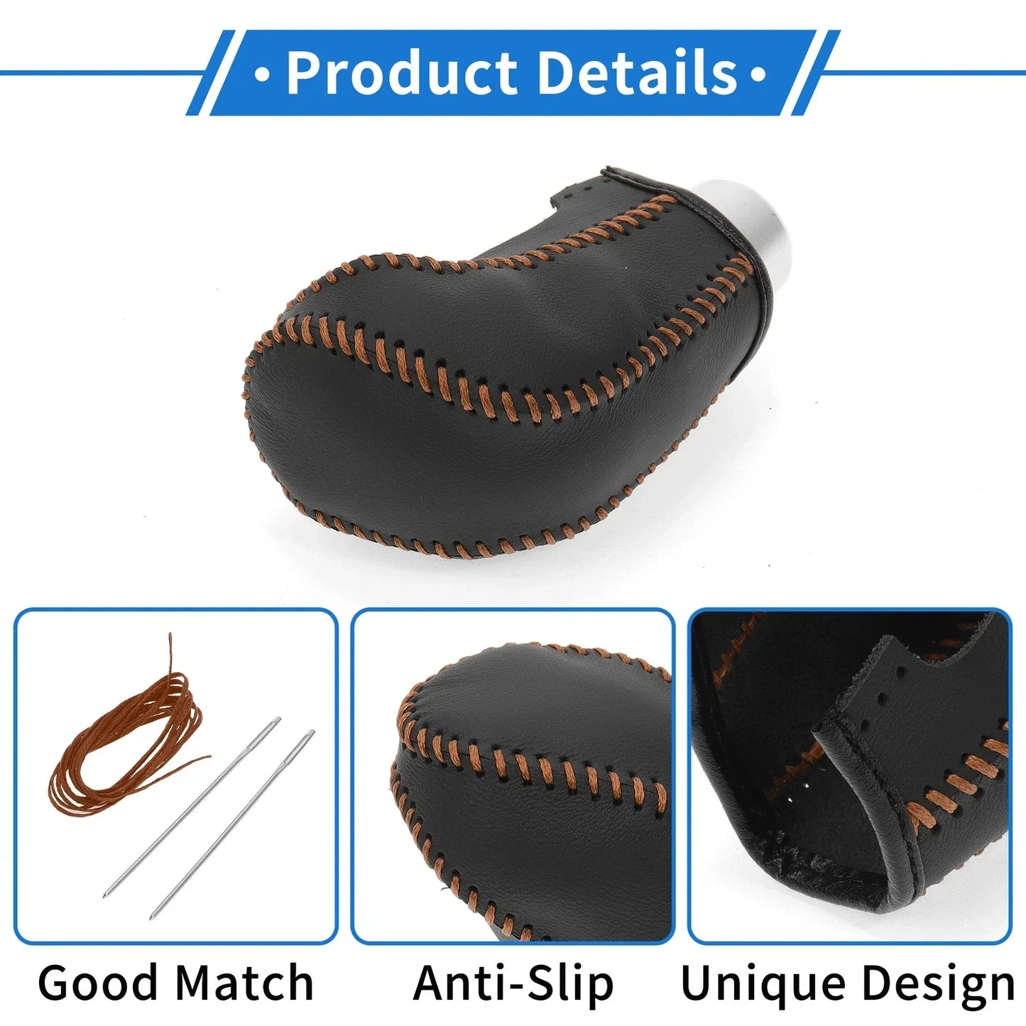 Car Gear Shift Knob Cover for Hyundai Tucson 2015-2018 (1 Pc, Black/Brown)