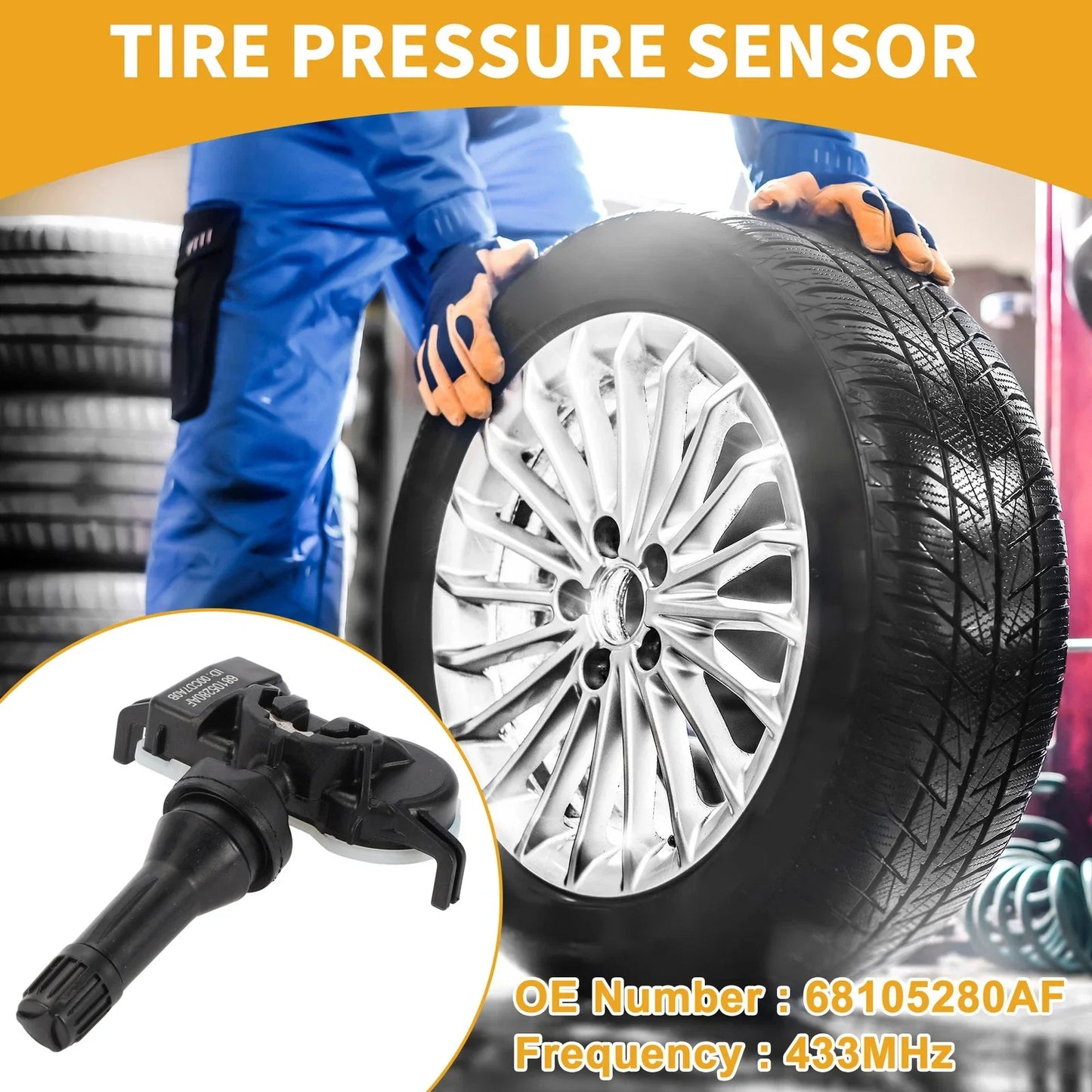 Tire Pressure Sensor 433MHz for Jeep Renegade (2015-2016) - 1 x Pcs