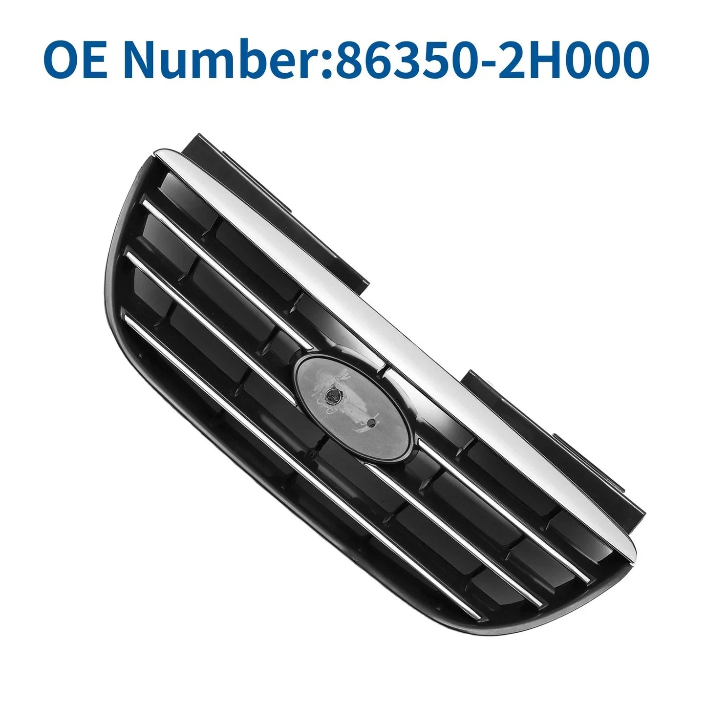Front Upper Bumper Grille for Hyundai Elantra (2017-2020) Black Chrome Silver Tone