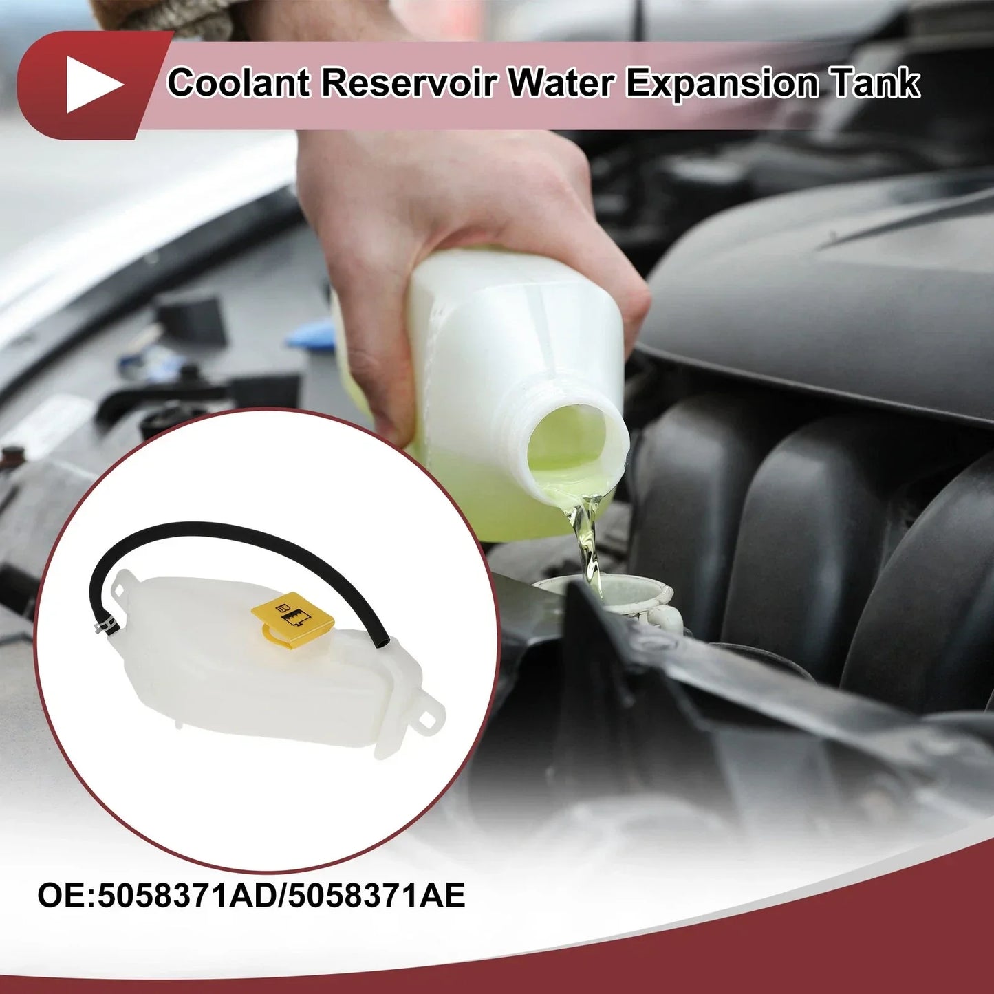 Coolant Expansion Overflow Tank with Cap for Chrysler 200 (2011-2014)