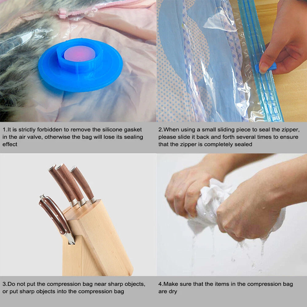 Vacuum Storage Bags for Clothes, Quilts, Pillows, Cushions ()