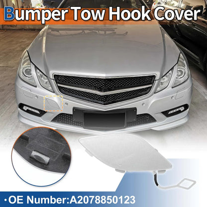 Front Car Bumper Tow Hook Cover for Mercedes-Benz (2012-2018) Silver Tone