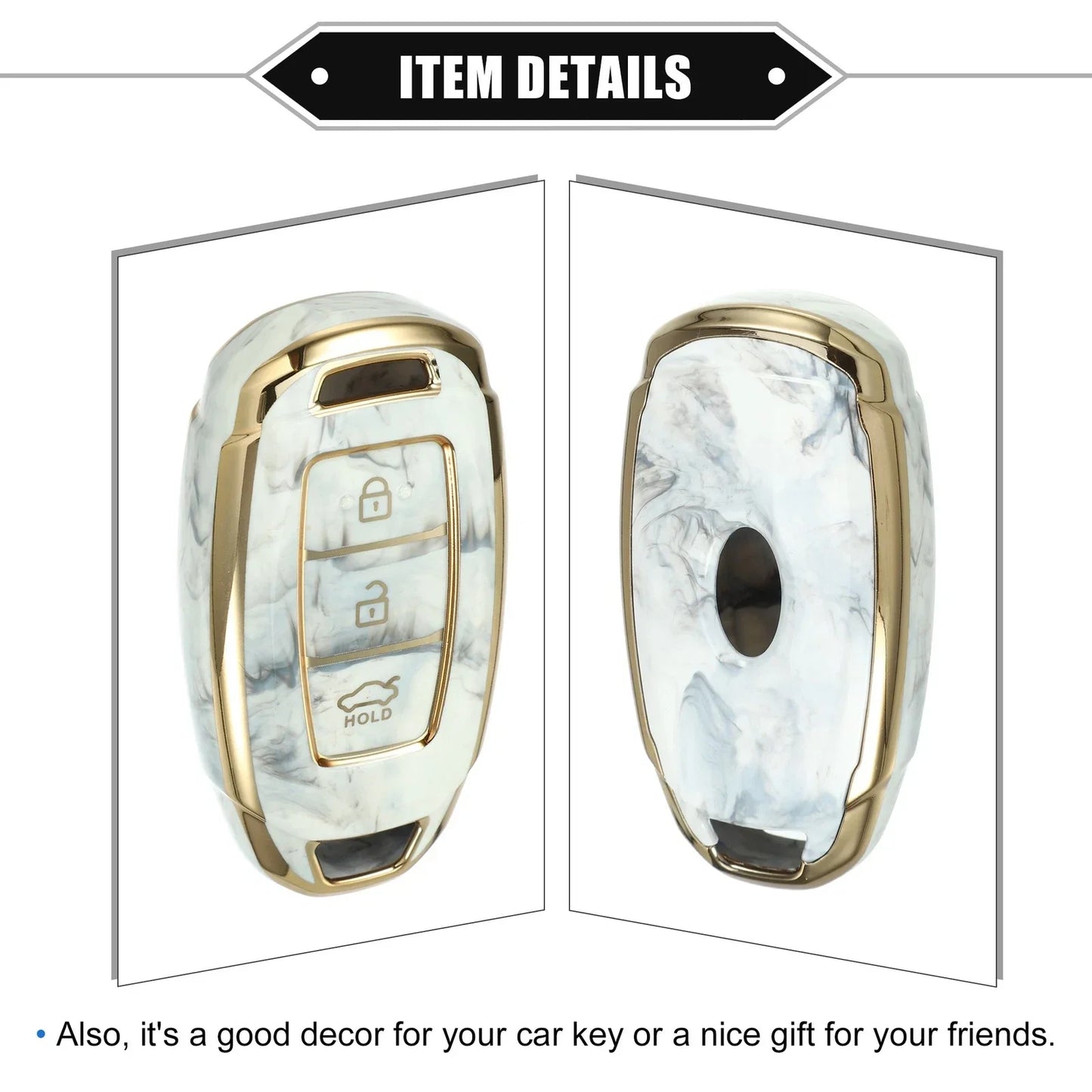 Key Fob Cover for Hyundai Accent Tucson, 3 Button TPU Gray (2010-2023)